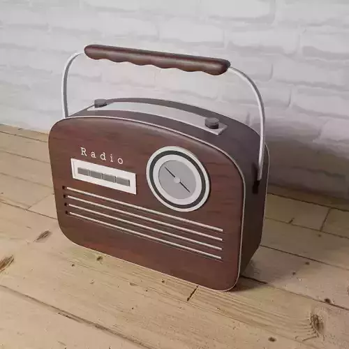 Vintage Retro Wooden Radio 3D model