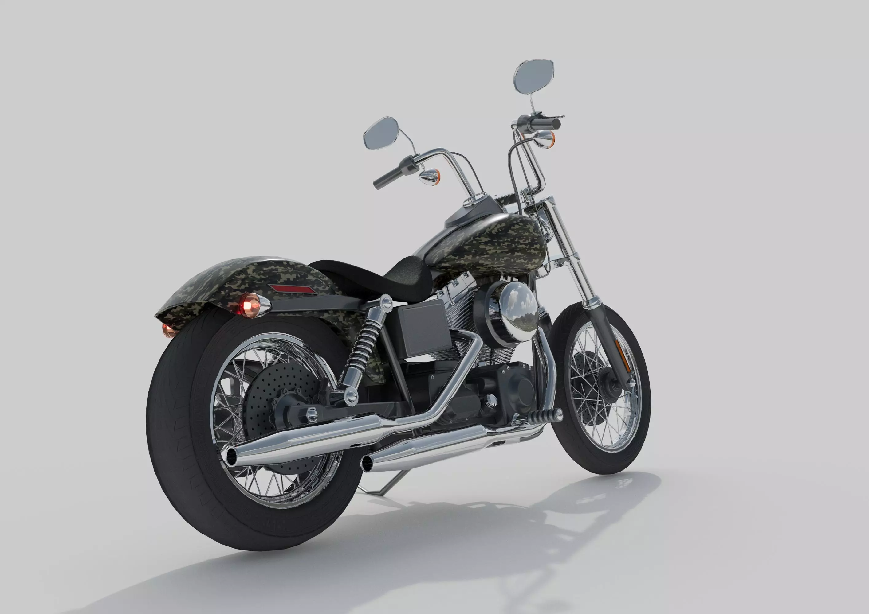 Harley Custom Camouflage Painting Archviz Model 3D model_7