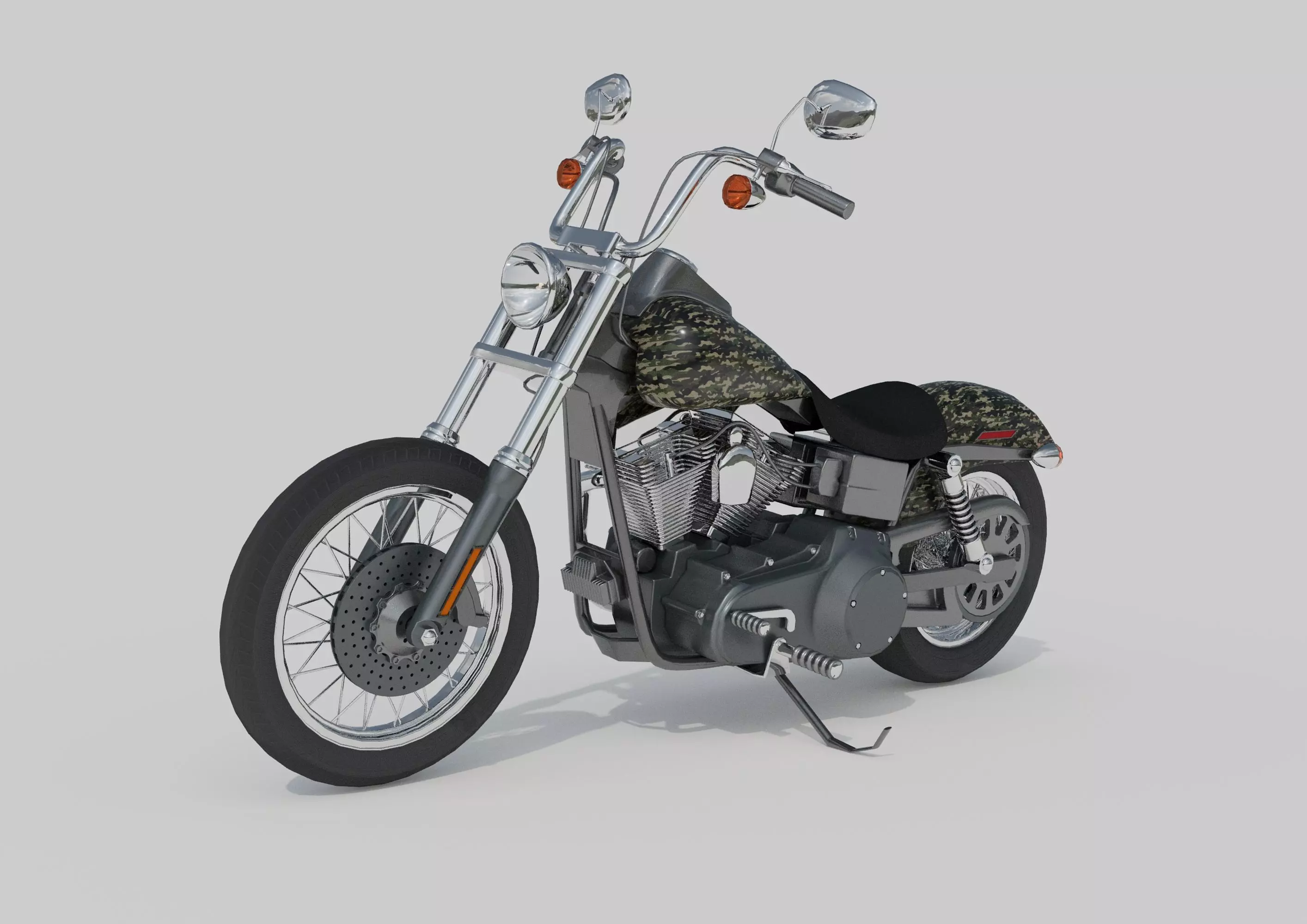 Harley Custom Camouflage Painting Archviz Model 3D model_5