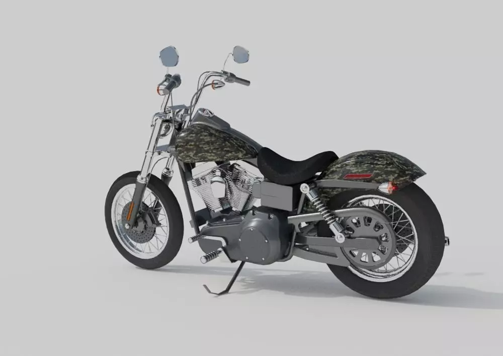 Harley Custom Camouflage Painting Archviz Model 3D model_3