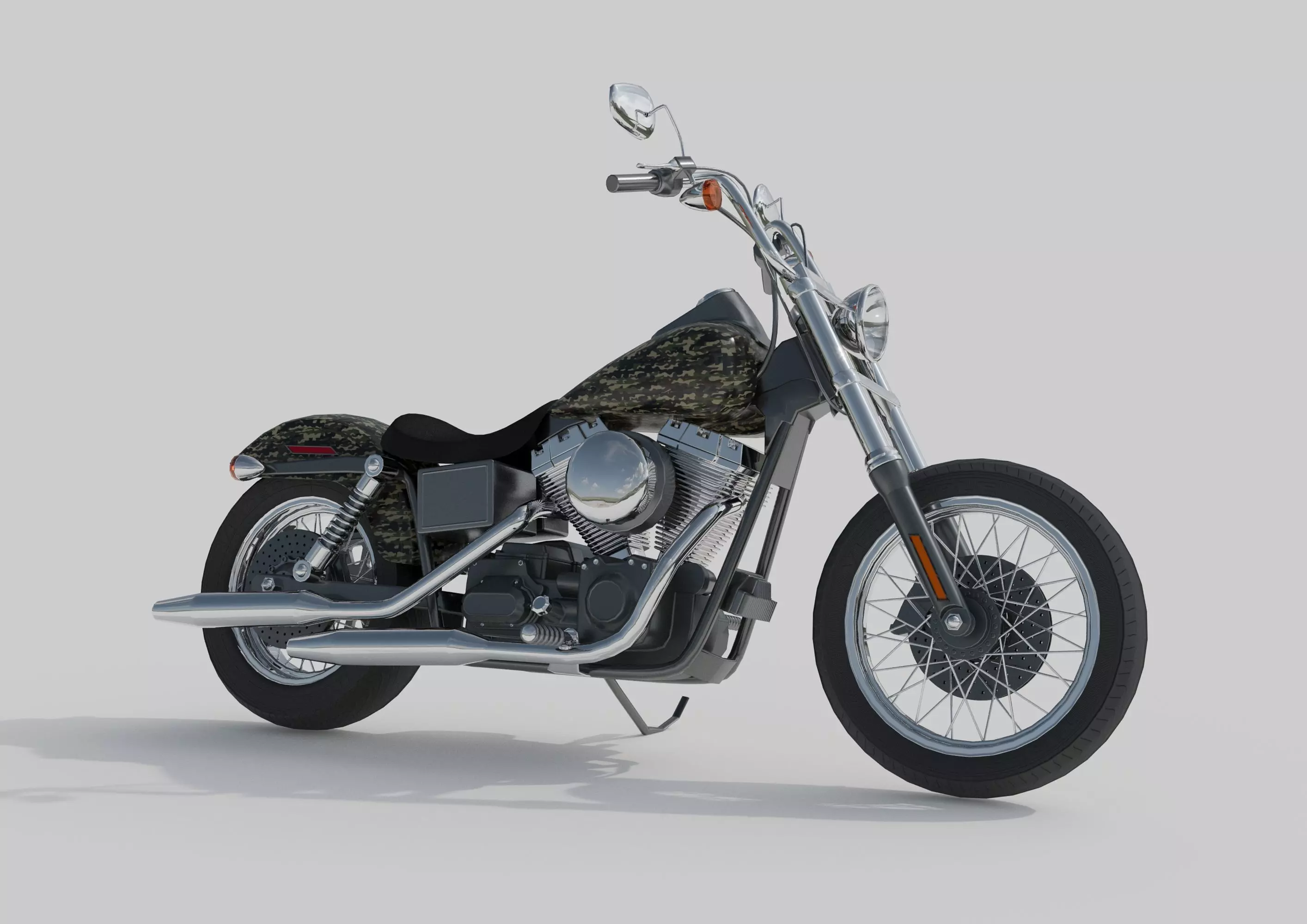 Harley Custom Camouflage Painting Archviz Model 3D model_2