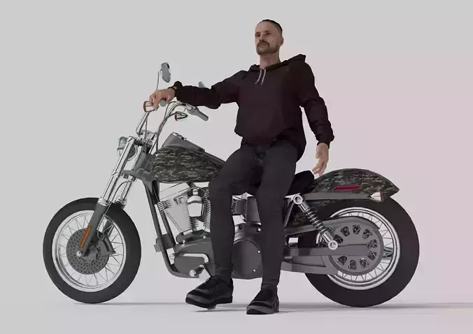 Harley Custom Camouflage Painting Archviz Model 3D model