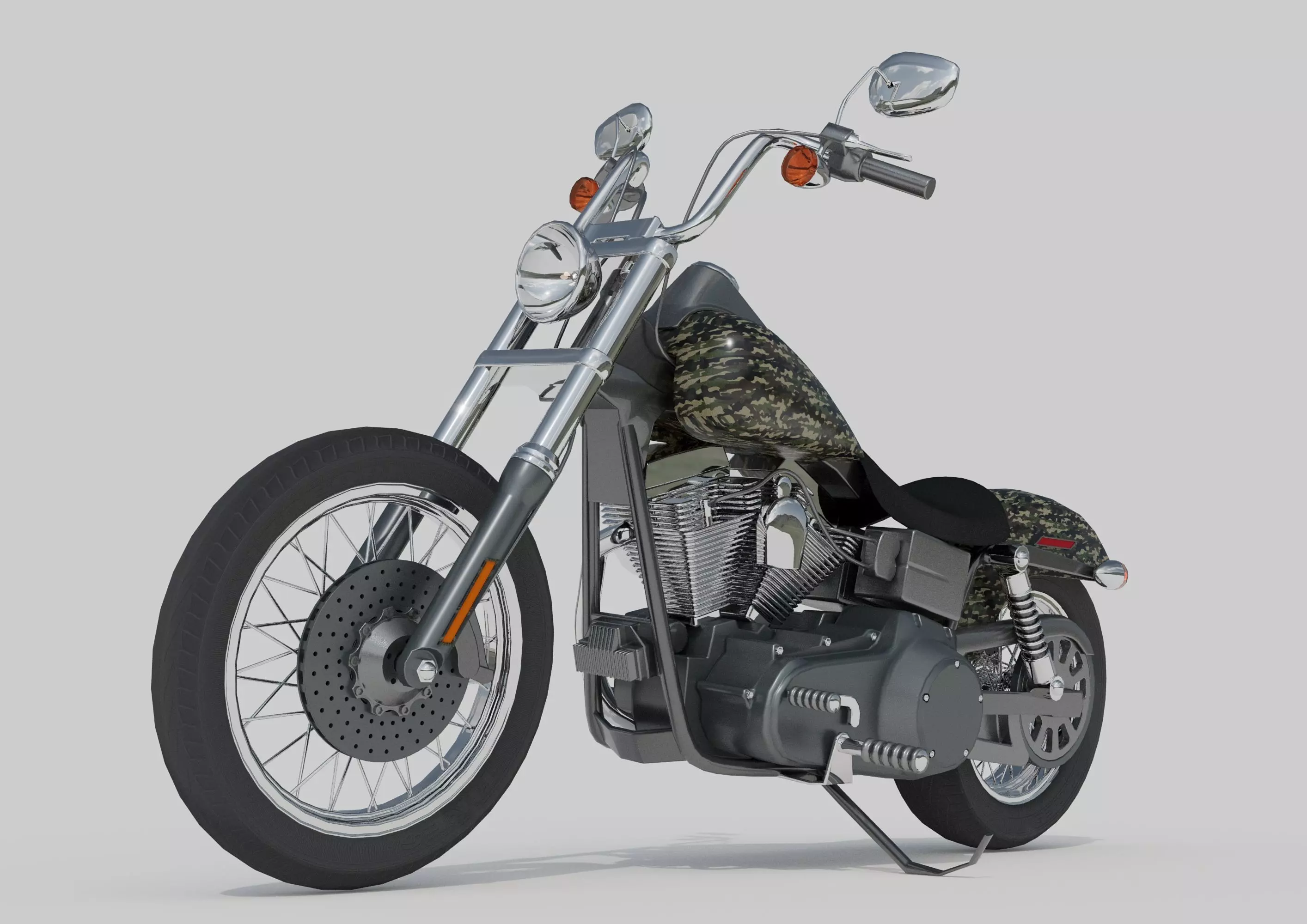 Harley Custom Camouflage Painting Archviz Model 3D model_6