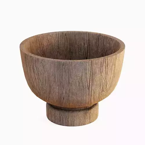 Medieval Wooden Bowl 04 Low-poly 3D model 5