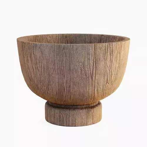 Medieval Wooden Bowl 04 Low-poly 3D model 3