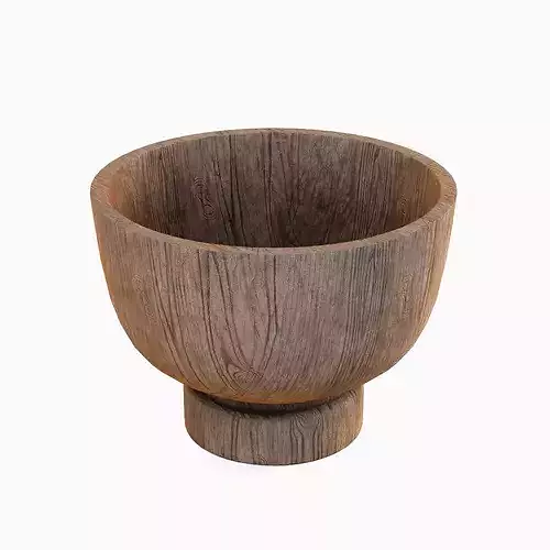 Medieval Wooden Bowl 04 Low-poly 3D model 6