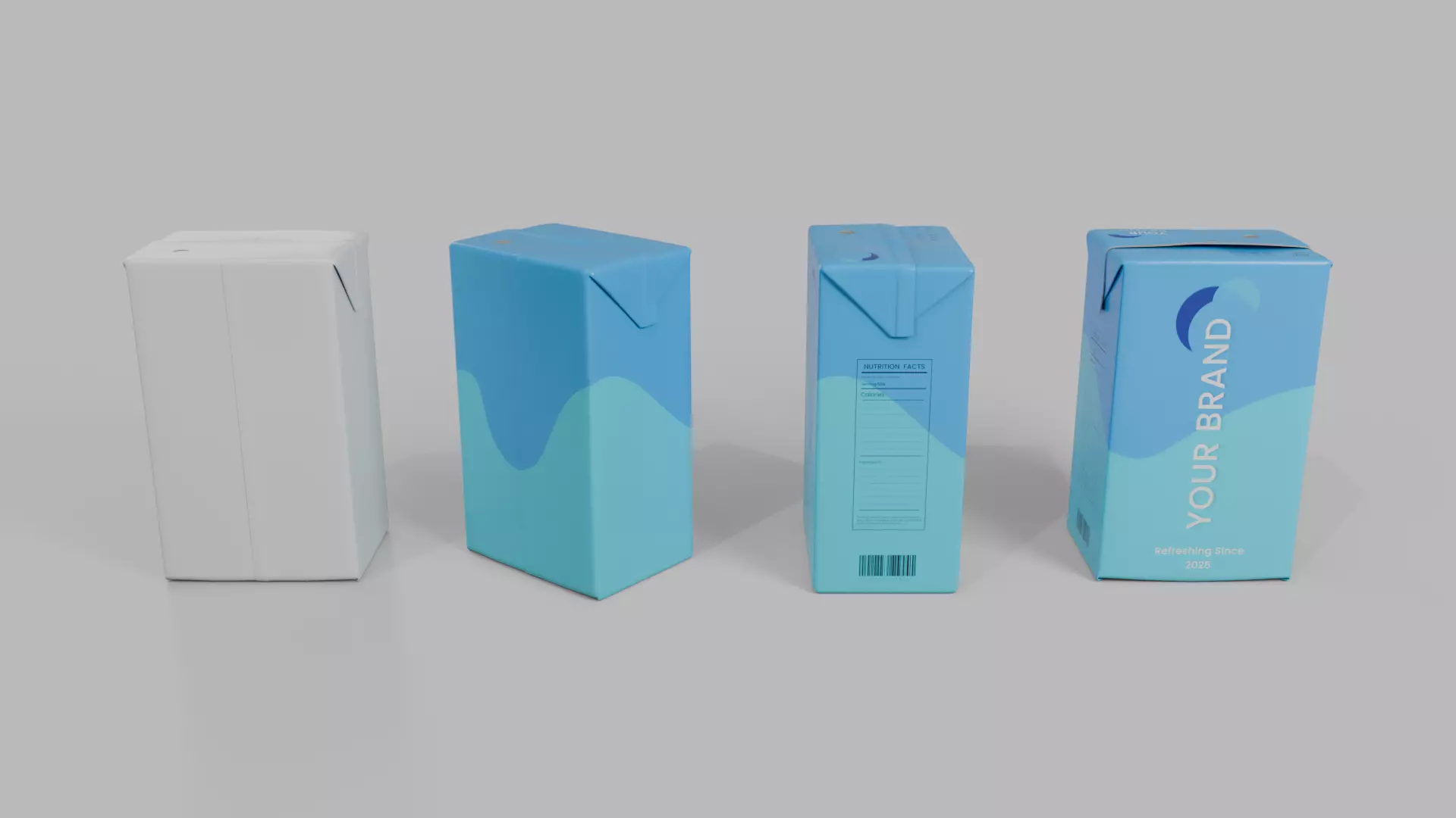 Beverage Carton Brick Full Set - Customizable Pack 3D Model Collection_32