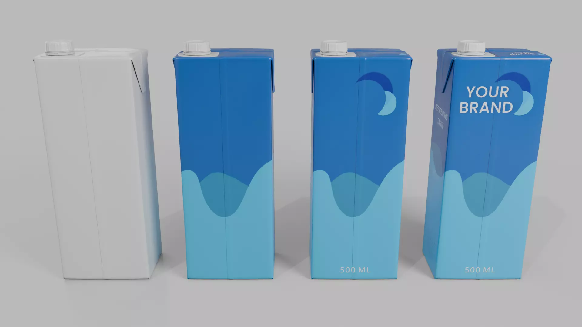 Beverage Carton Brick Full Set - Customizable Pack 3D Model Collection_40