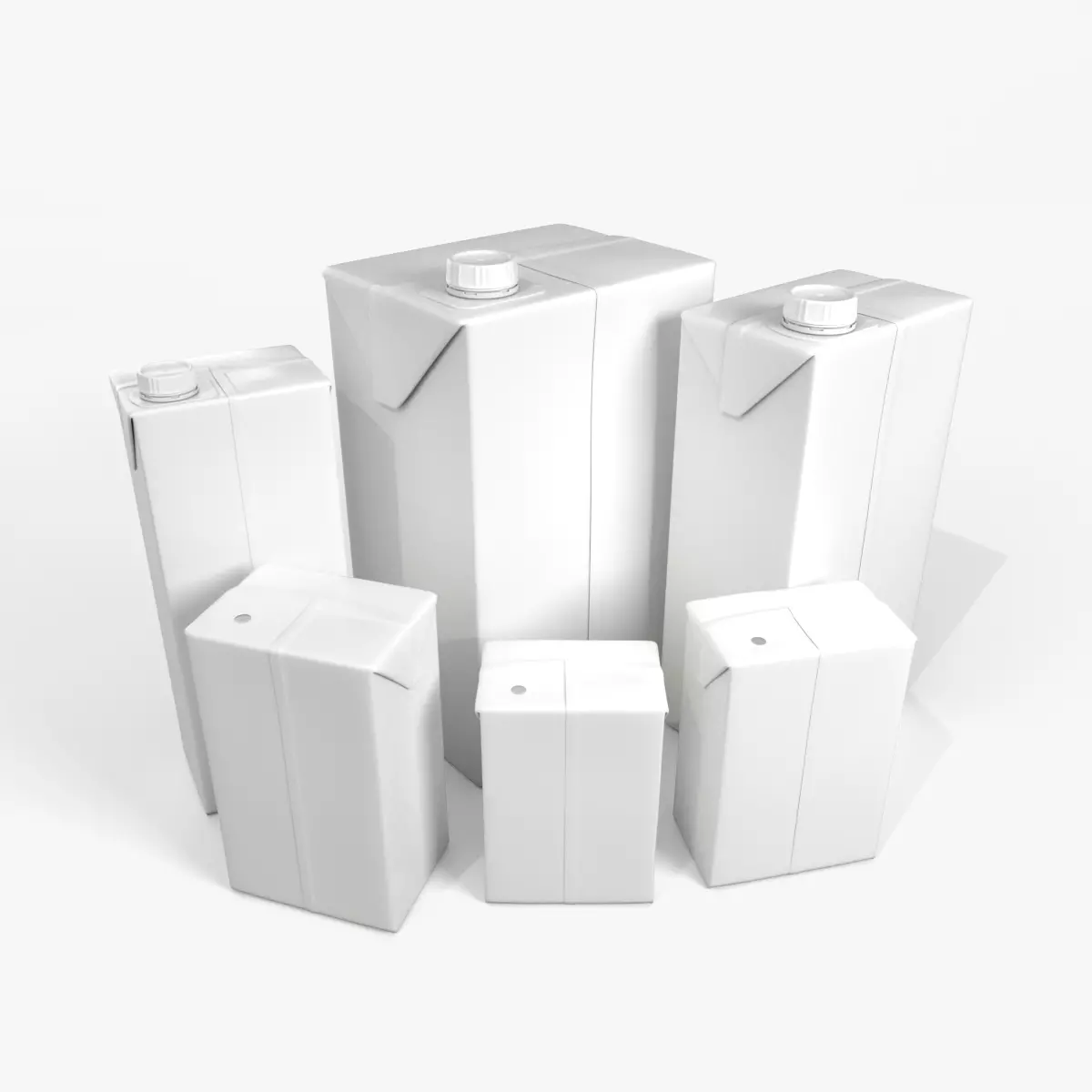 Beverage Carton Brick Full Set - Customizable Pack 3D Model Collection_7