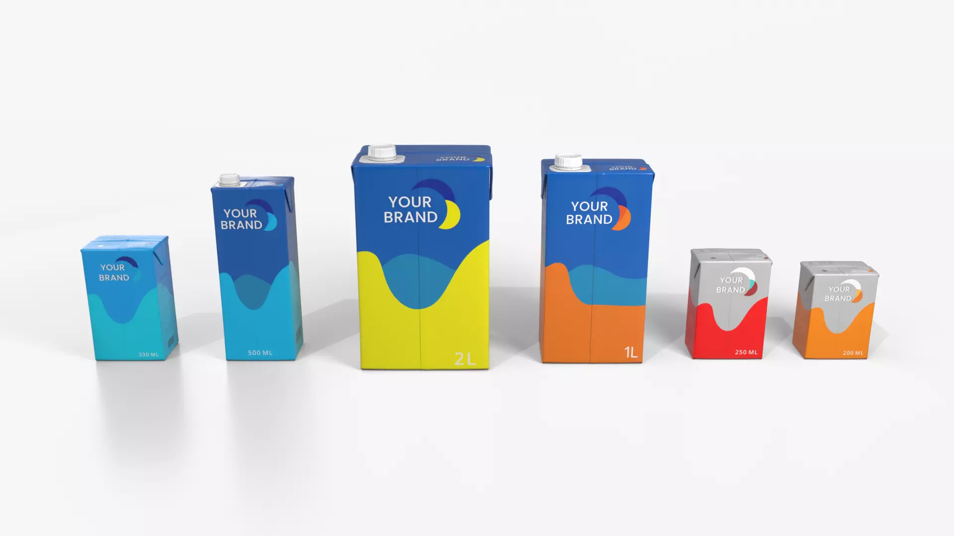 Beverage Carton Brick Full Set - Customizable Pack 3D Model Collection_8