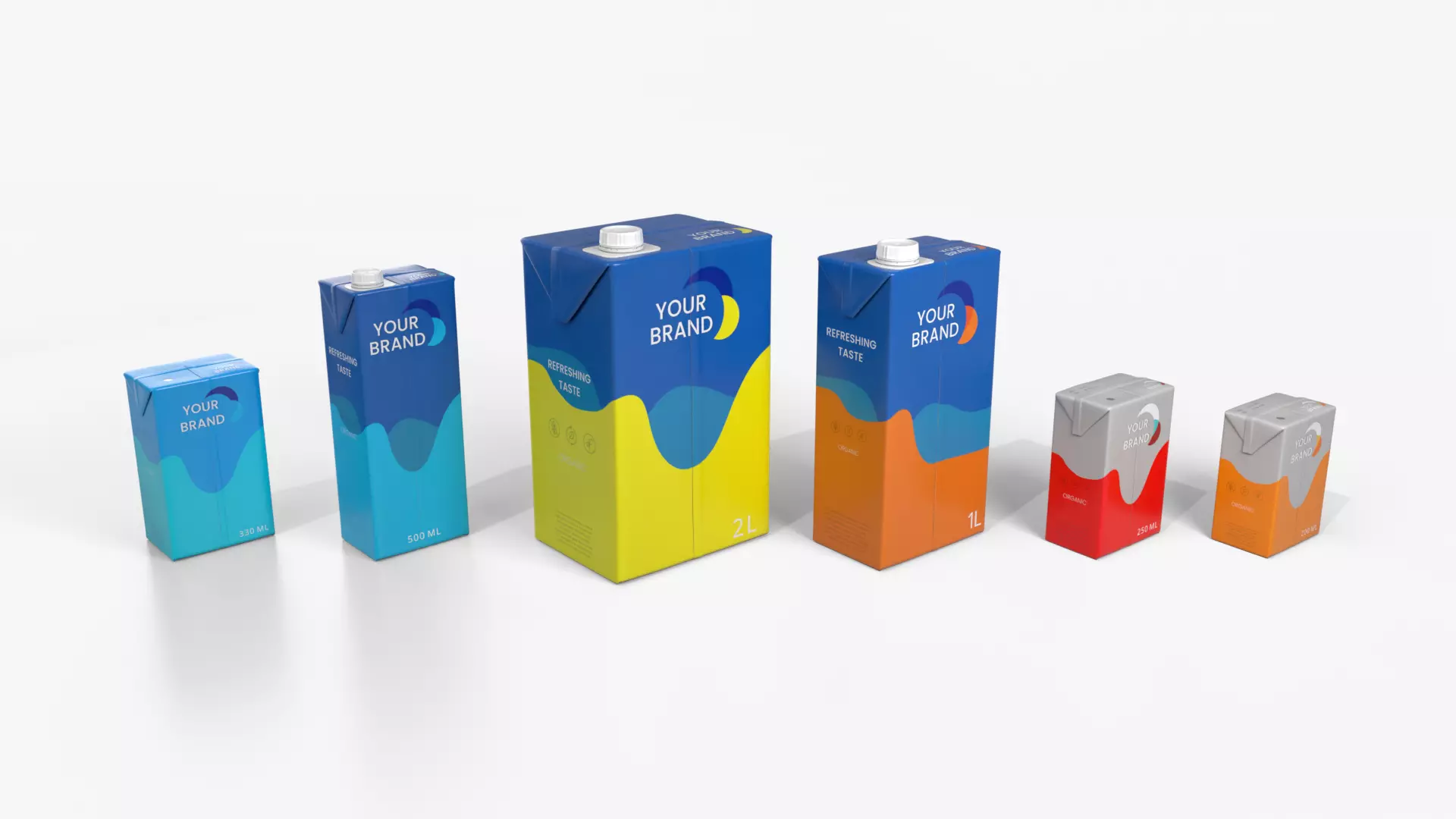 Beverage Carton Brick Full Set - Customizable Pack 3D Model Collection_9