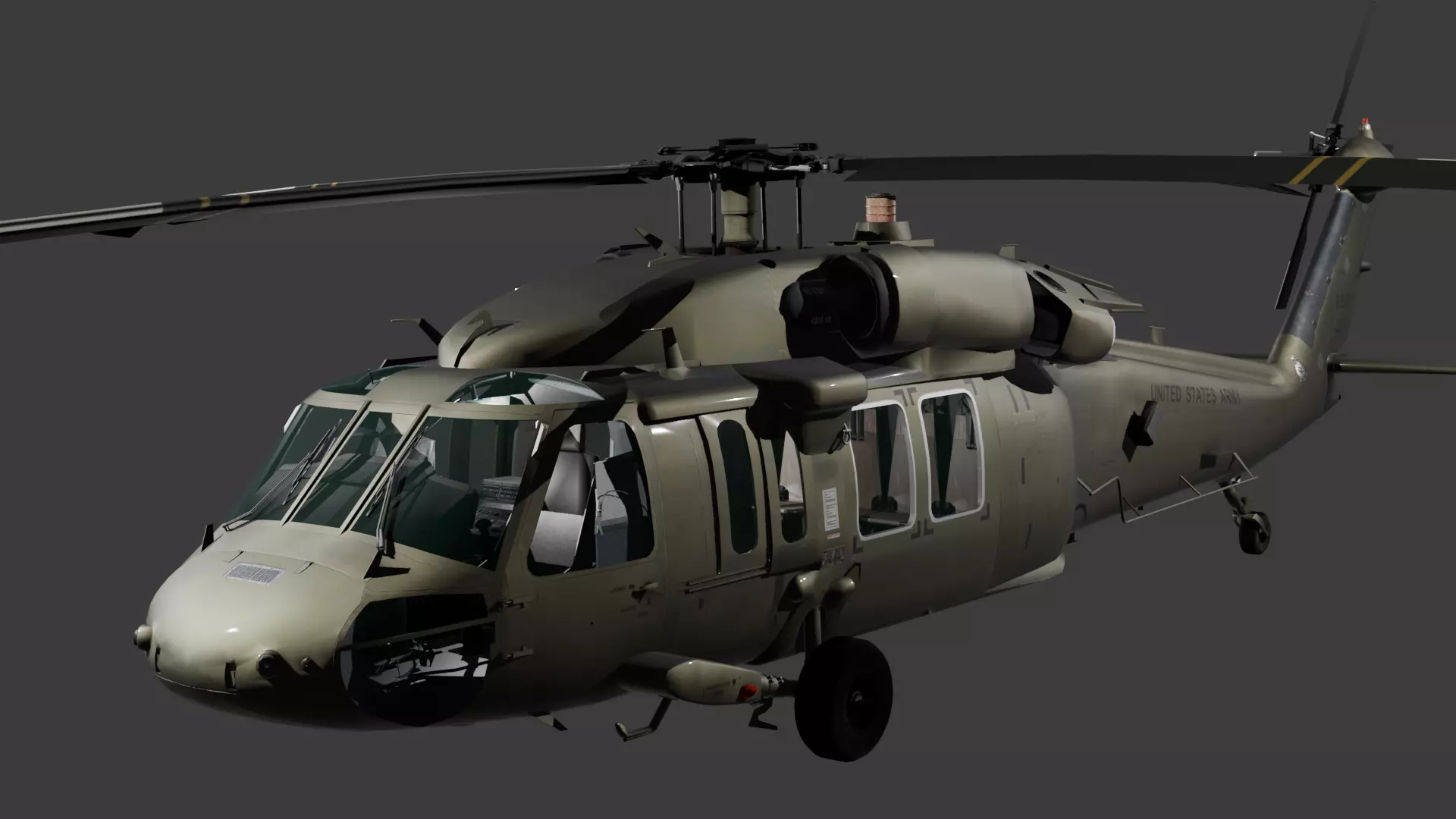 UH60-V Black Hawk FULL INTERIOR Low-poly 3D model_0