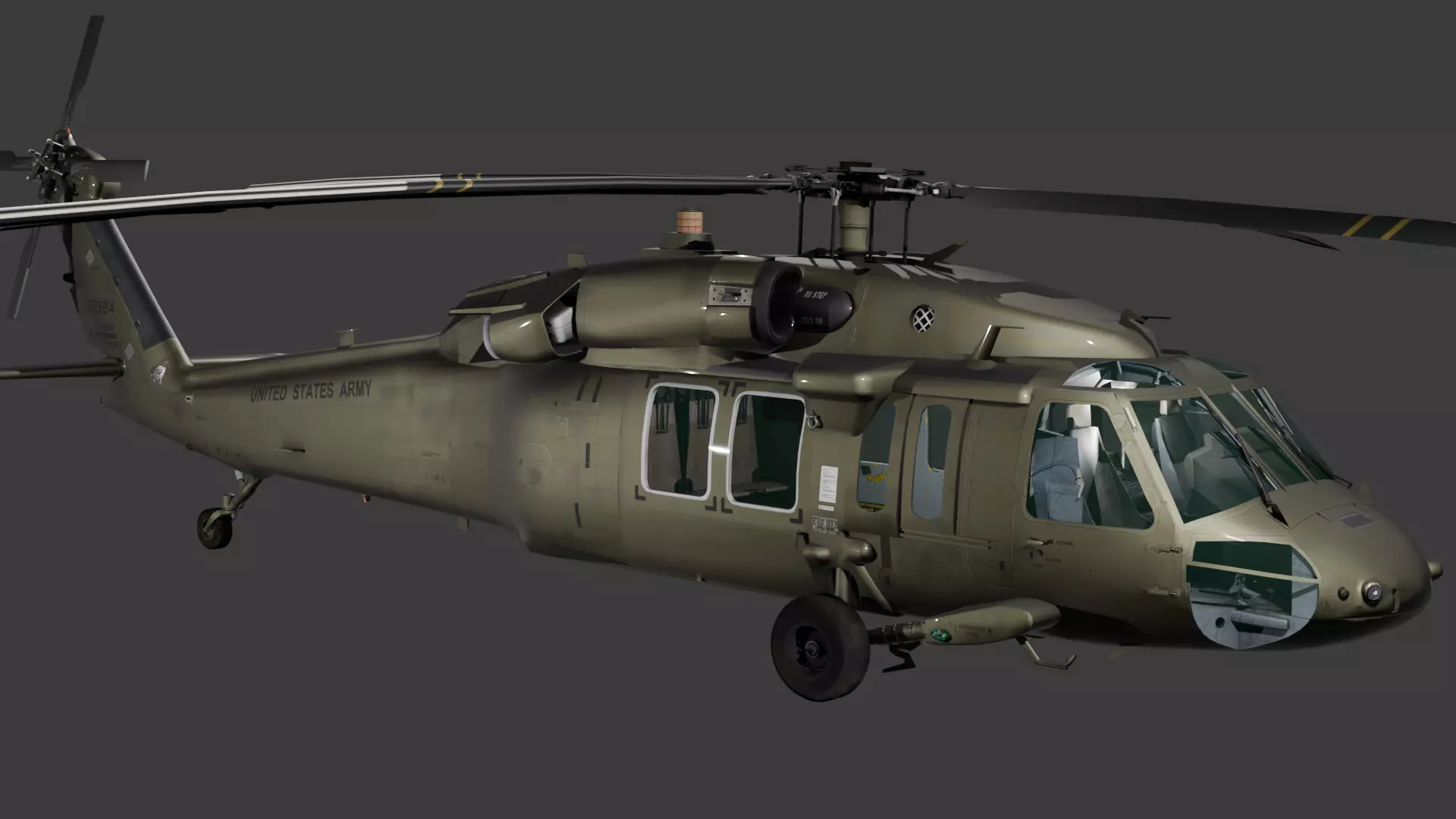 UH60-V Black Hawk FULL INTERIOR Low-poly 3D model_1