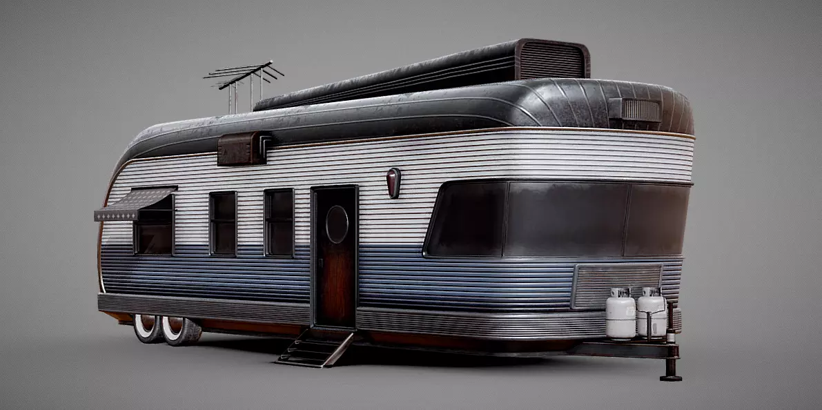Retro Trailer 3D model_0