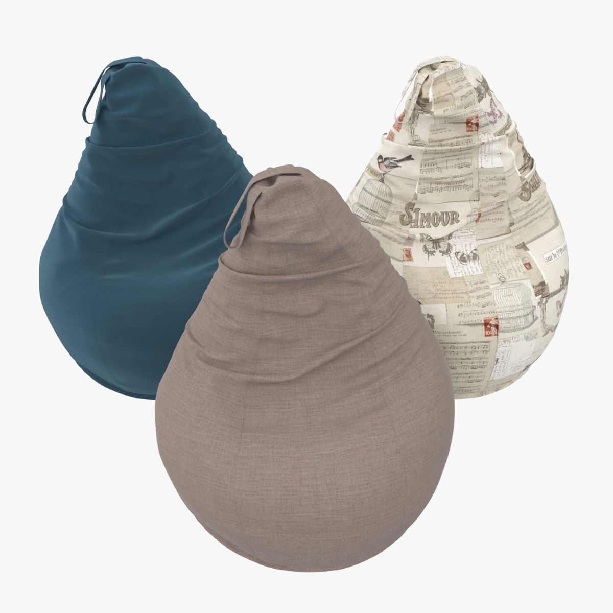 chair set pear 3D model_1