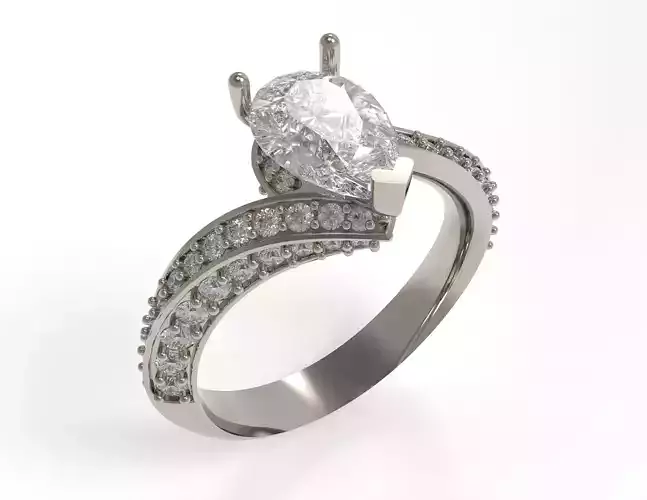 Teardrop Twist Pave Ring