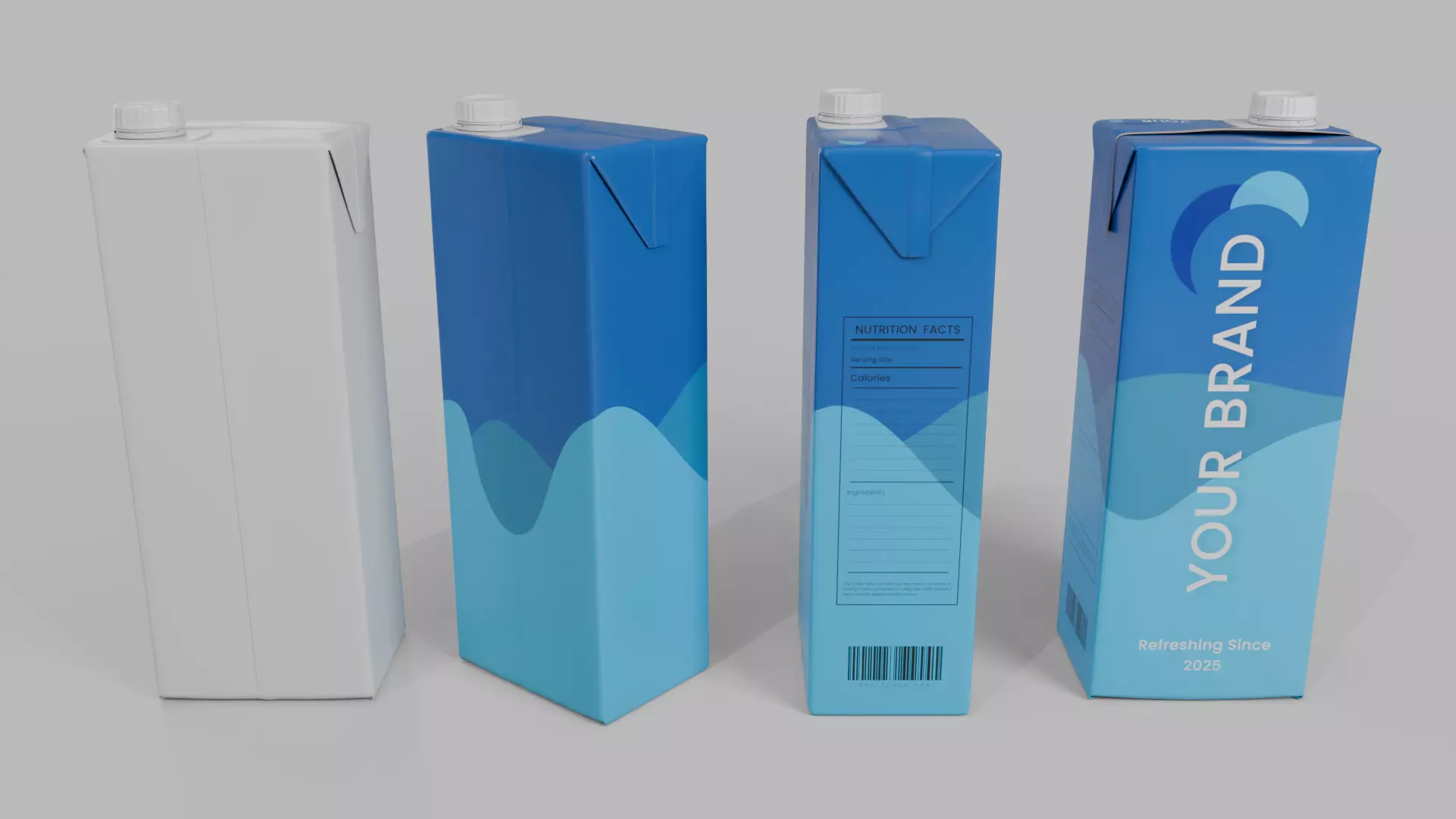 Beverage Carton Brick Large Sizes - Customizable Pack 3D Model Collection_28