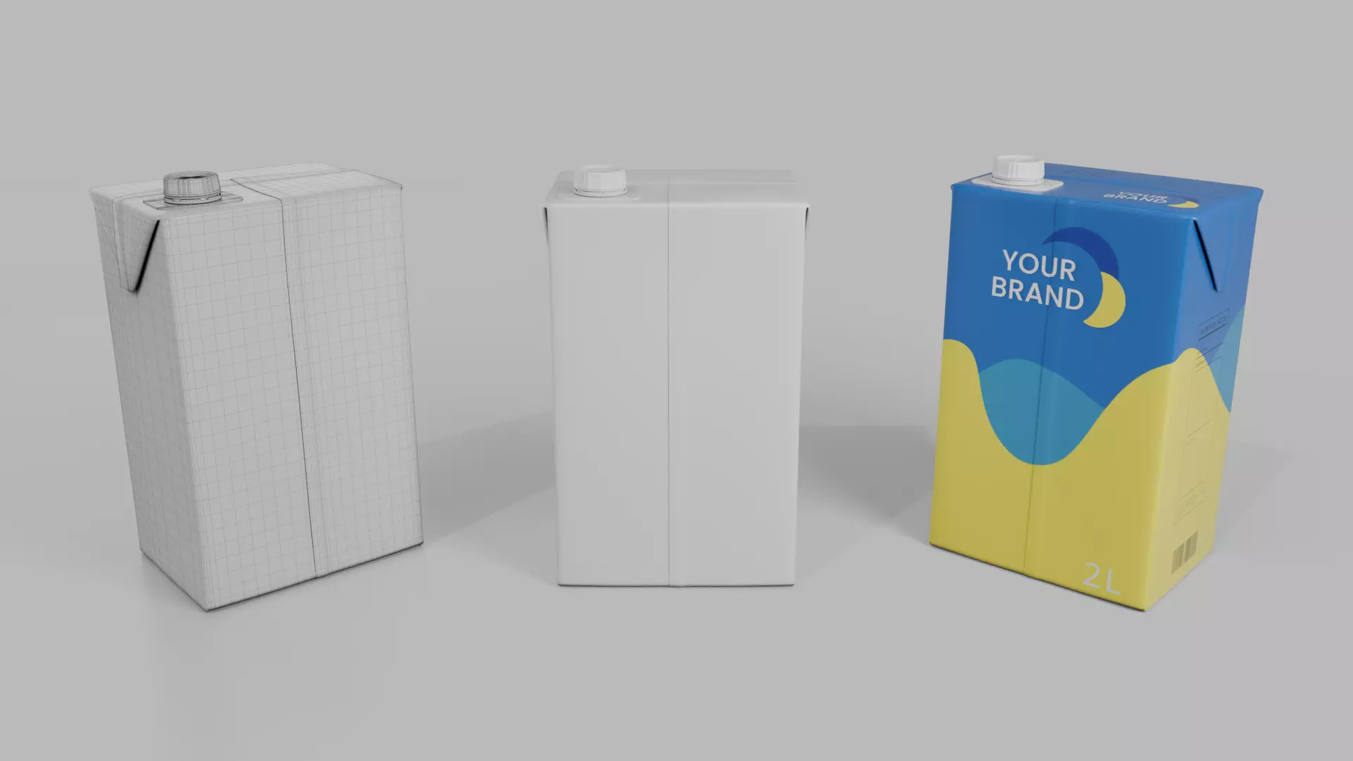 Beverage Carton Brick Large Sizes - Customizable Pack 3D Model Collection_14