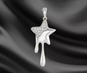 Melting Star Necklace  3D print model_1