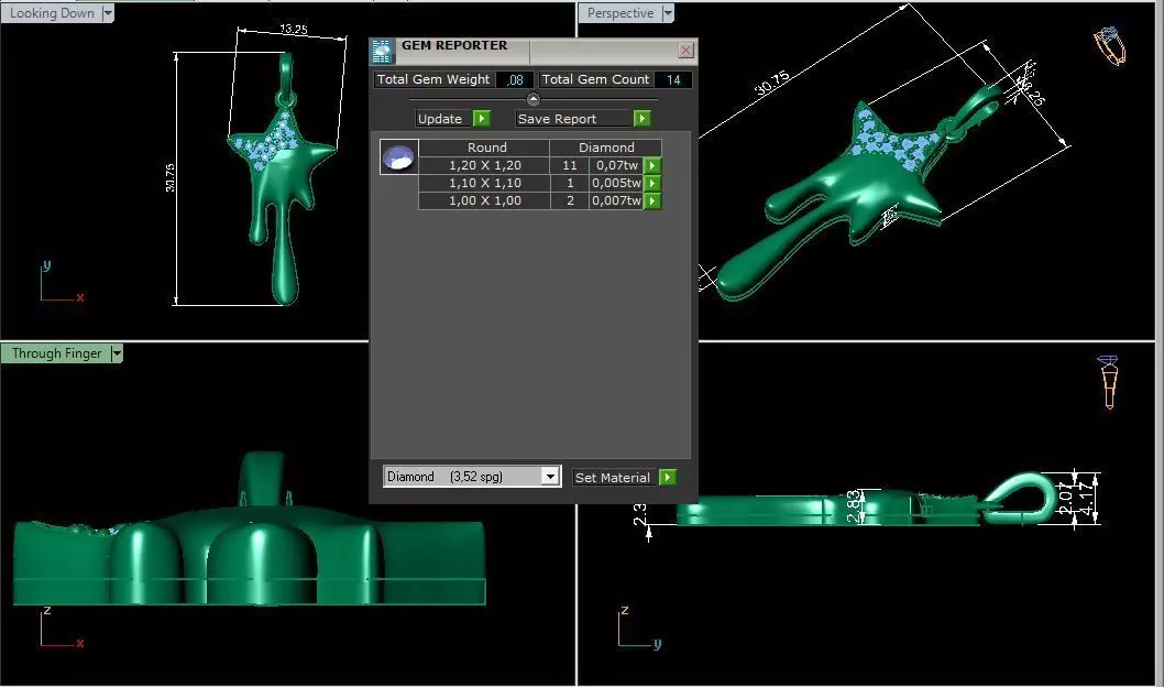 Melting Star Necklace  3D print model_3