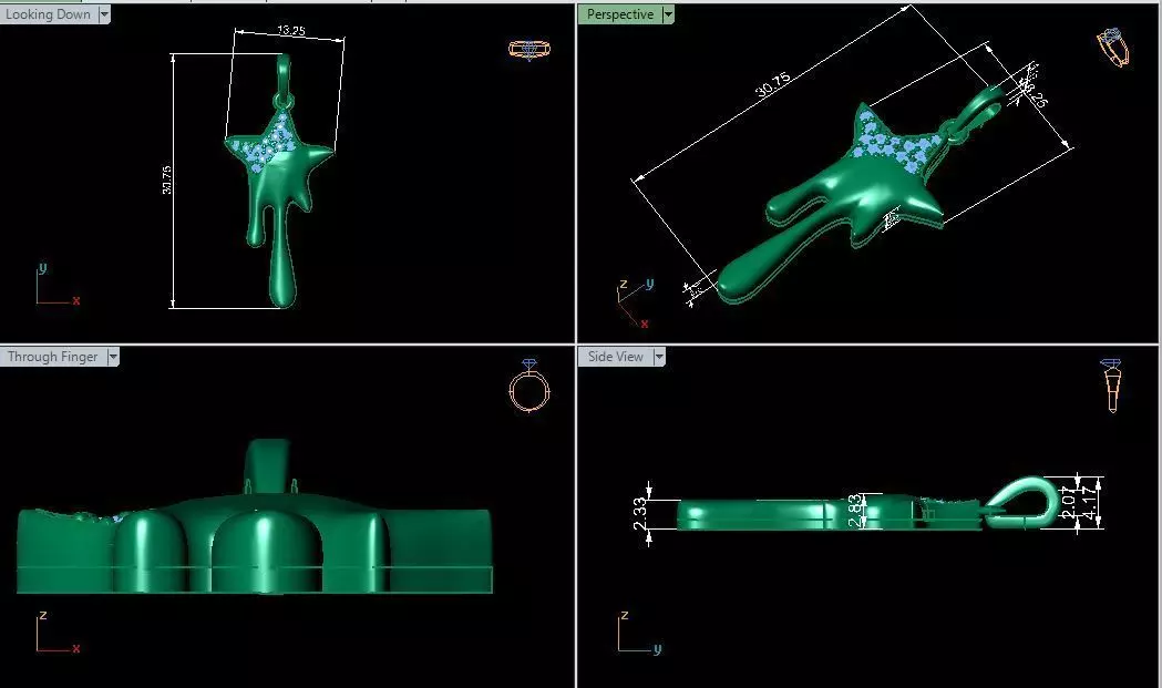 Melting Star Necklace  3D print model_2