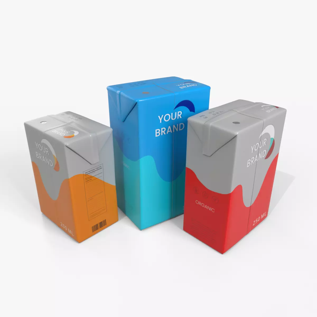 Beverage Carton Brick Small Sizes - Customizable Pack 3D Model Collection_0