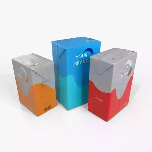 Beverage Carton Brick Small Sizes - Customizable Pack 3D Model Collection