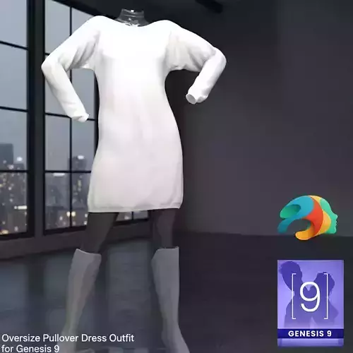 Oversize Pullover Dress Outfit for Genesis 9