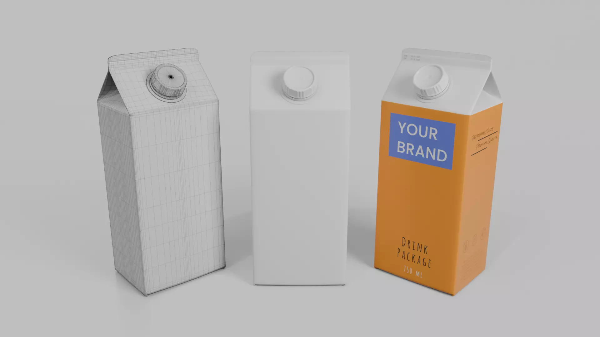 Beverage Carton Gable-Top Full Set - Customizable Pack 3D Model Collection_47