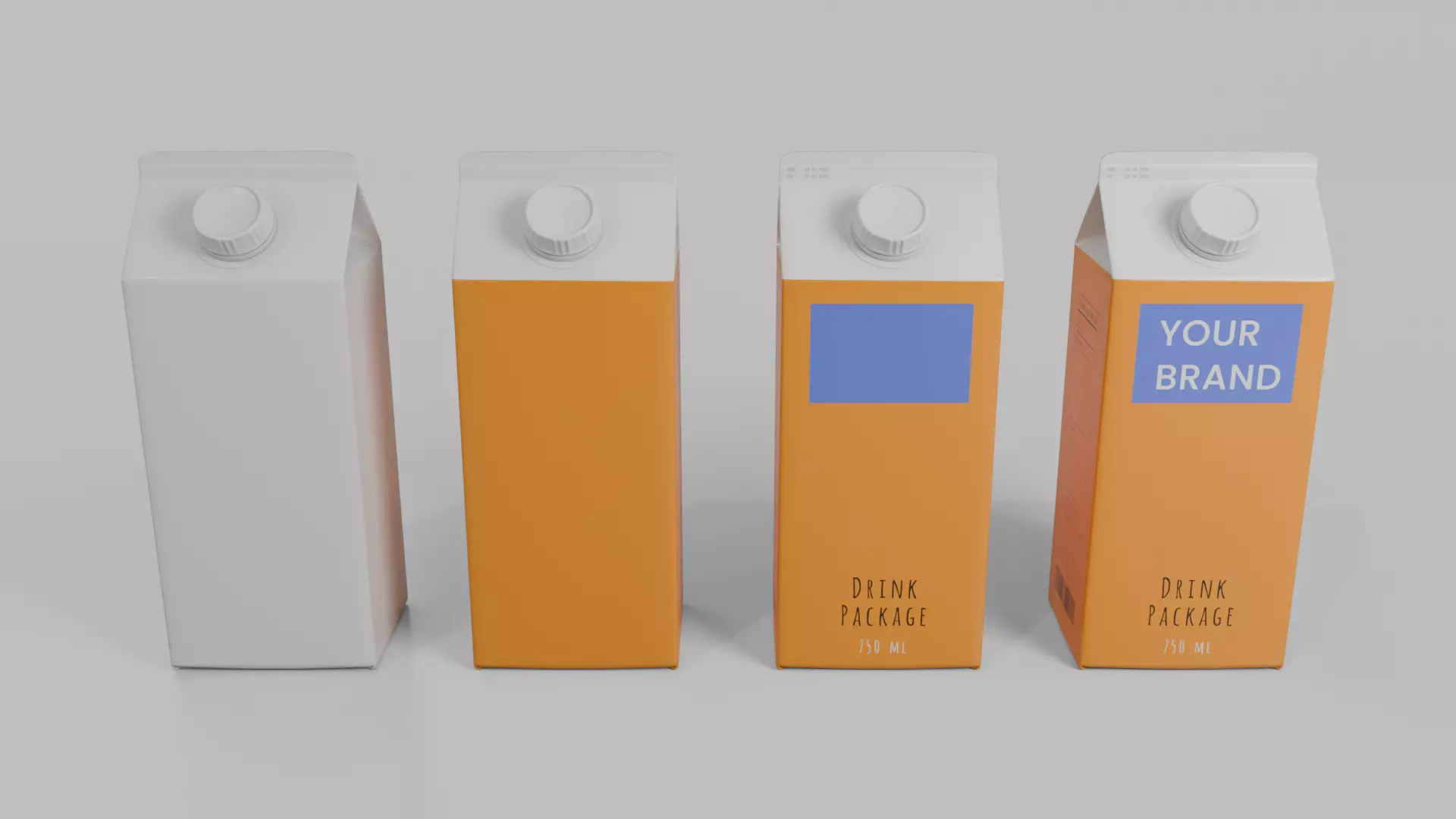 Beverage Carton Gable-Top Full Set - Customizable Pack 3D Model Collection_43