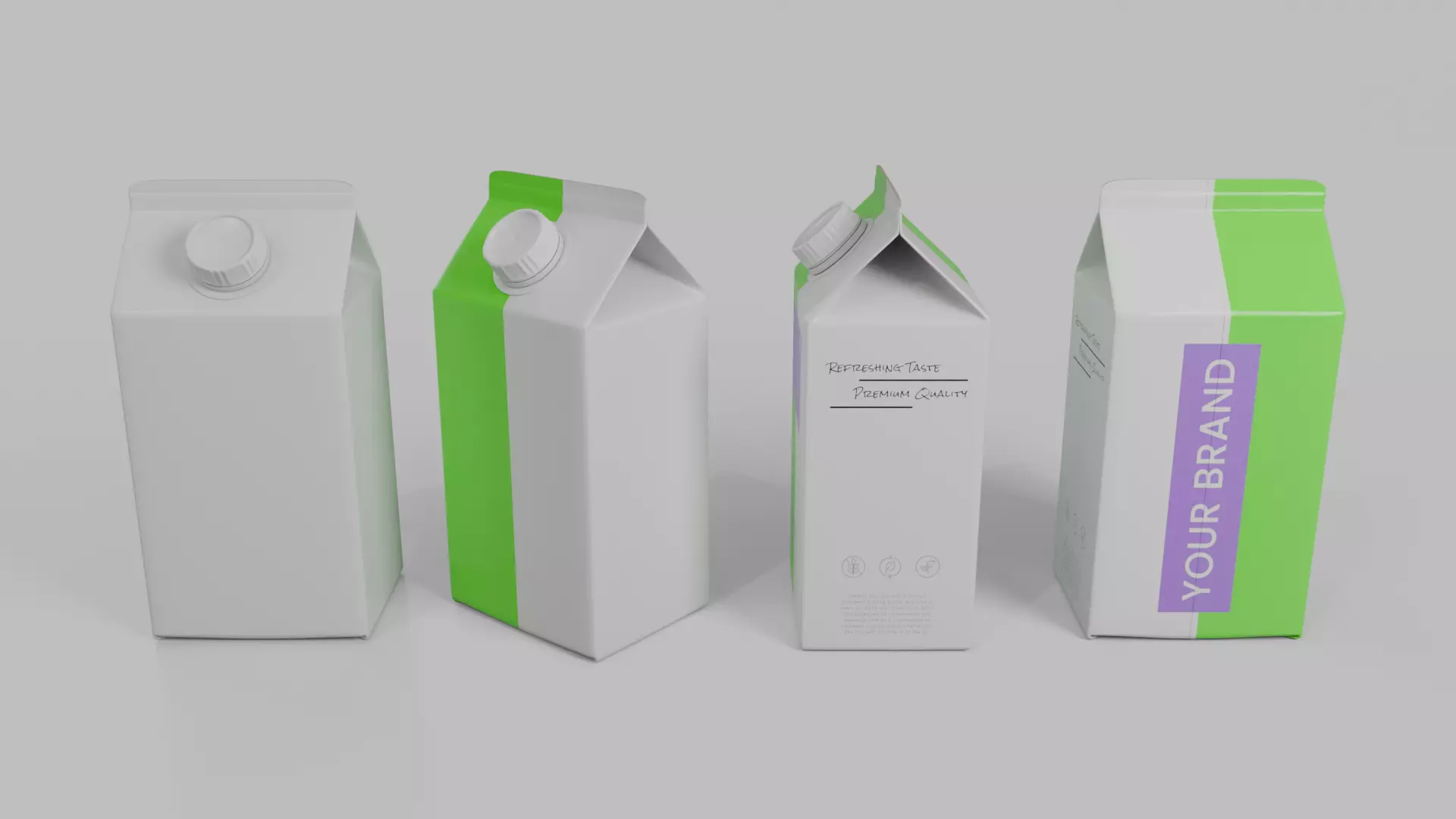 Beverage Carton Gable-Top Full Set - Customizable Pack 3D Model Collection_53