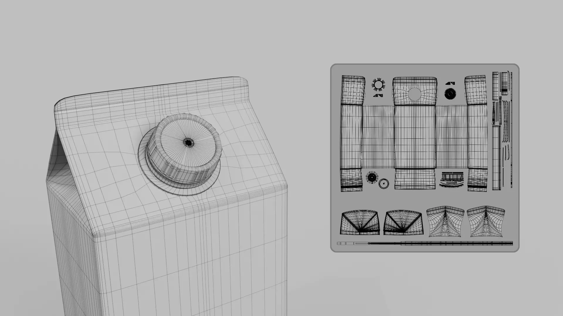 Beverage Carton Gable-Top Full Set - Customizable Pack 3D Model Collection_56