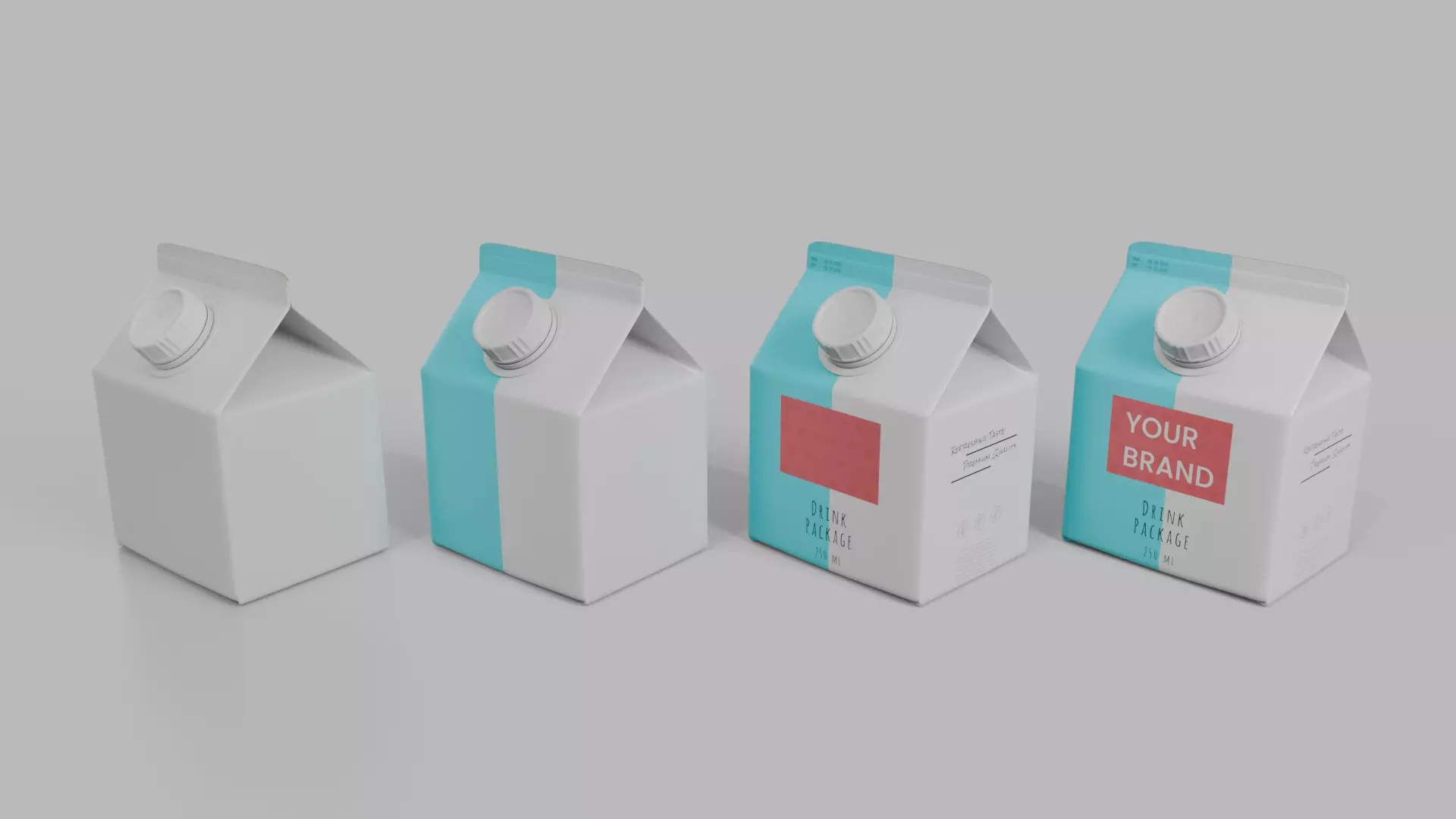 Beverage Carton Gable-Top Full Set - Customizable Pack 3D Model Collection_28
