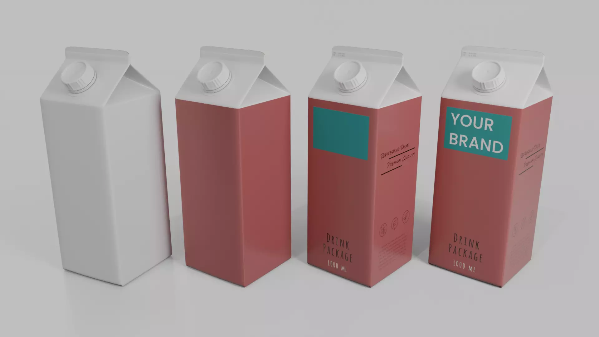 Beverage Carton Gable-Top Full Set - Customizable Pack 3D Model Collection_24