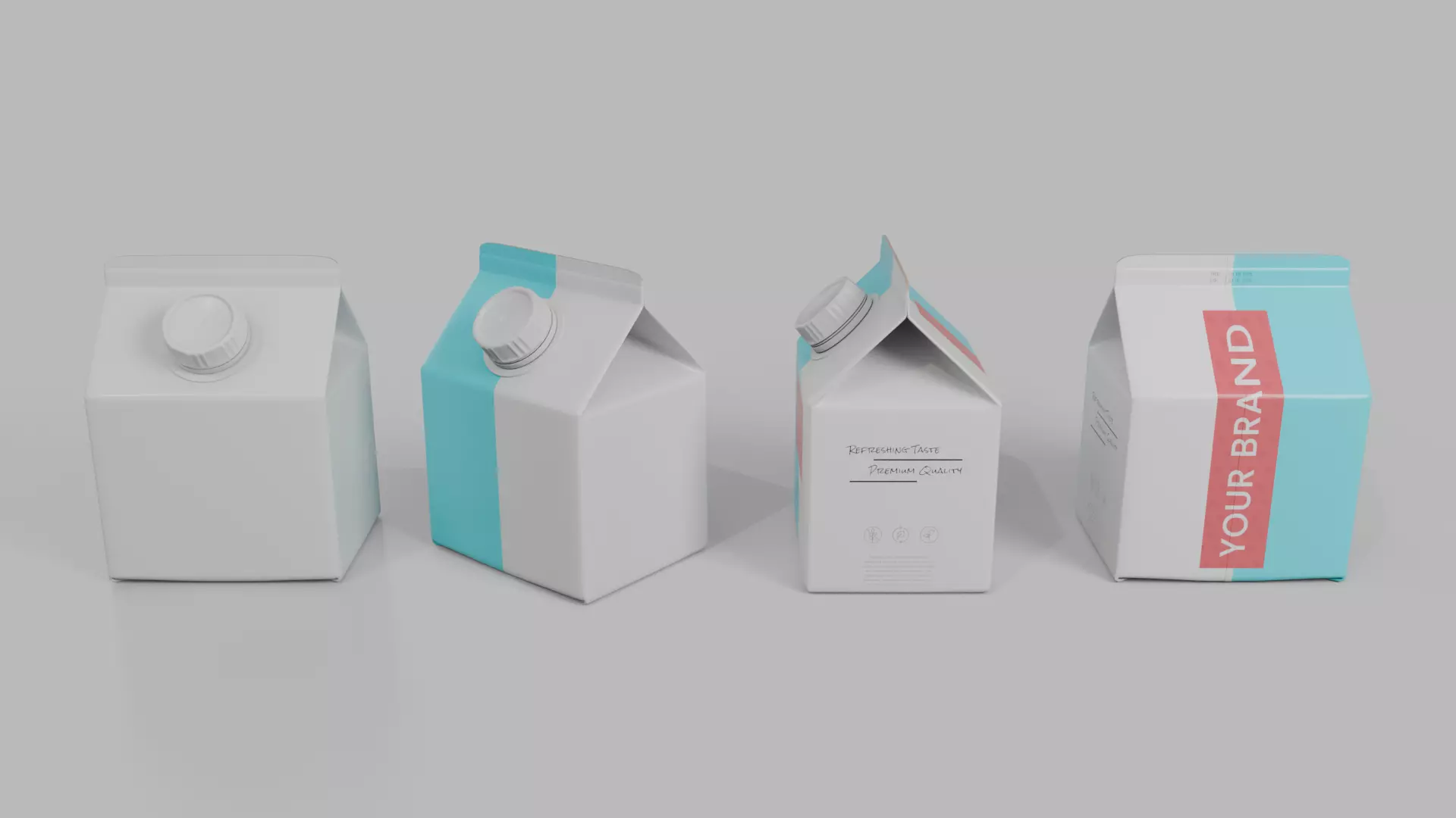 Beverage Carton Gable-Top Full Set - Customizable Pack 3D Model Collection_29