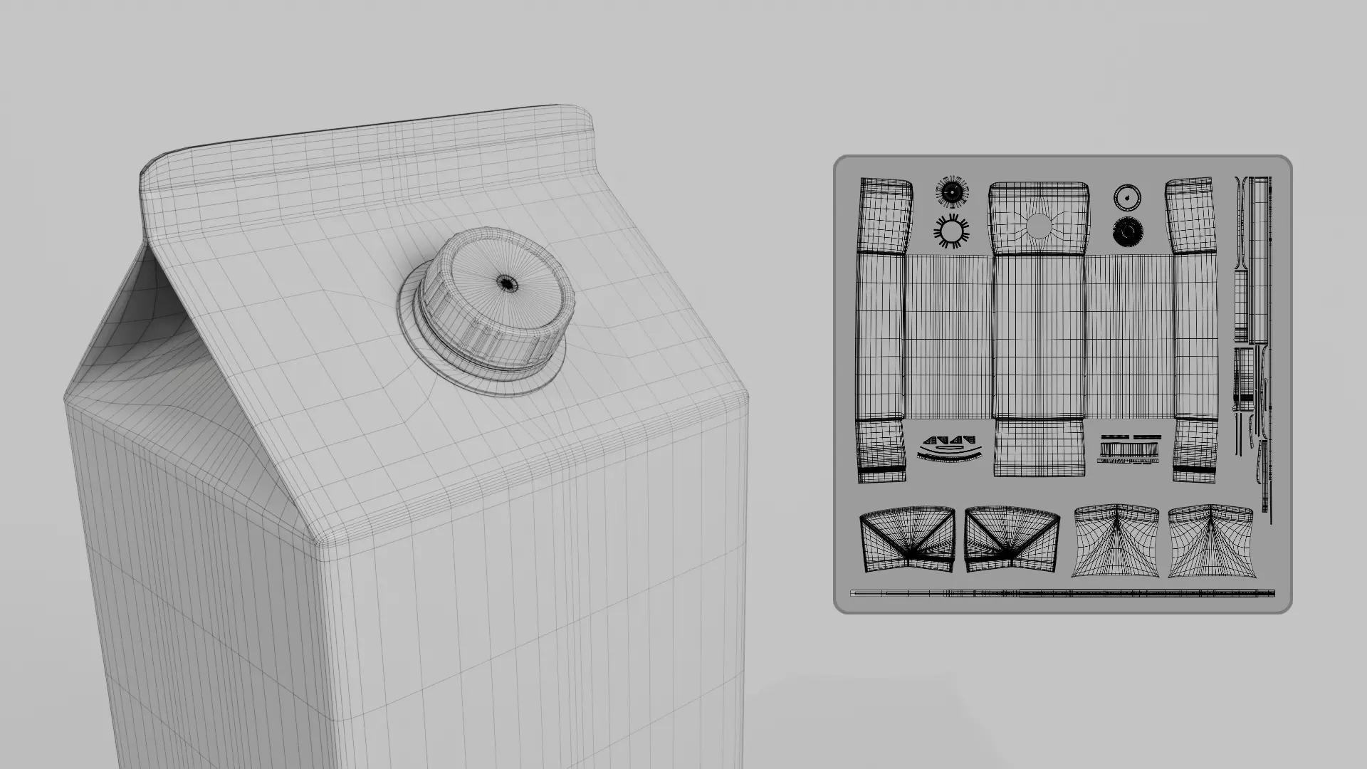 Beverage Carton Gable-Top Full Set - Customizable Pack 3D Model Collection_16