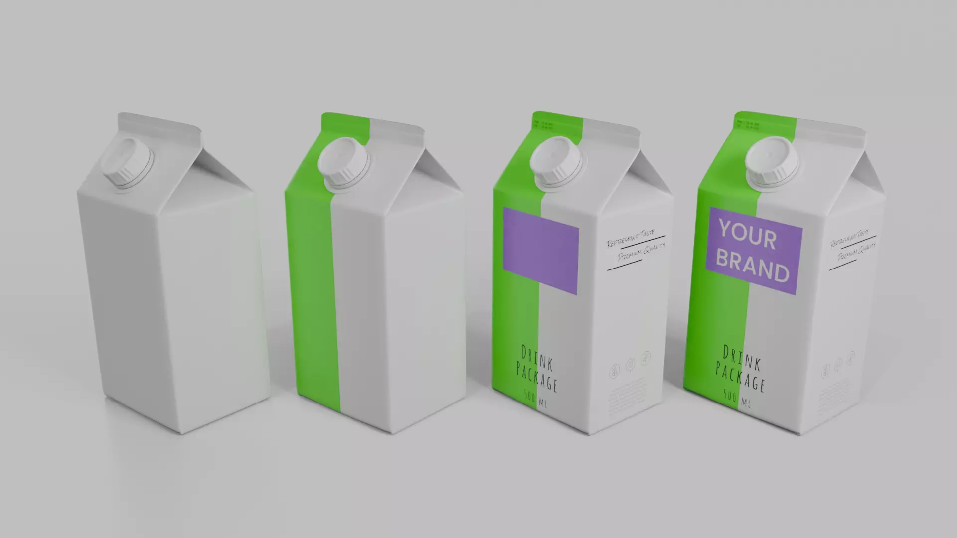 Beverage Carton Gable-Top Full Set - Customizable Pack 3D Model Collection_52