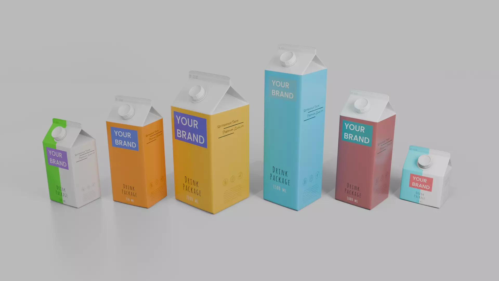 Beverage Carton Gable-Top Full Set - Customizable Pack 3D Model Collection_7