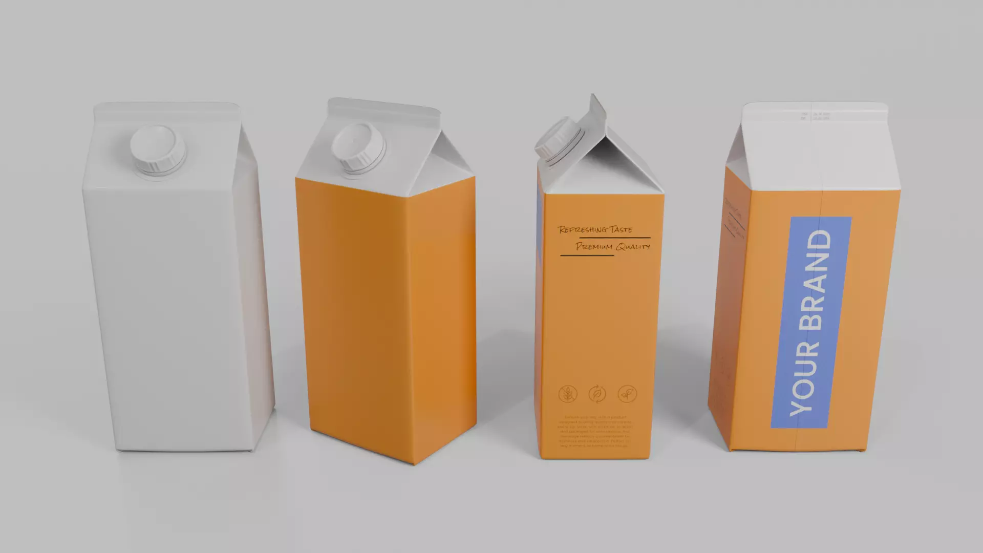 Beverage Carton Gable-Top Full Set - Customizable Pack 3D Model Collection_44