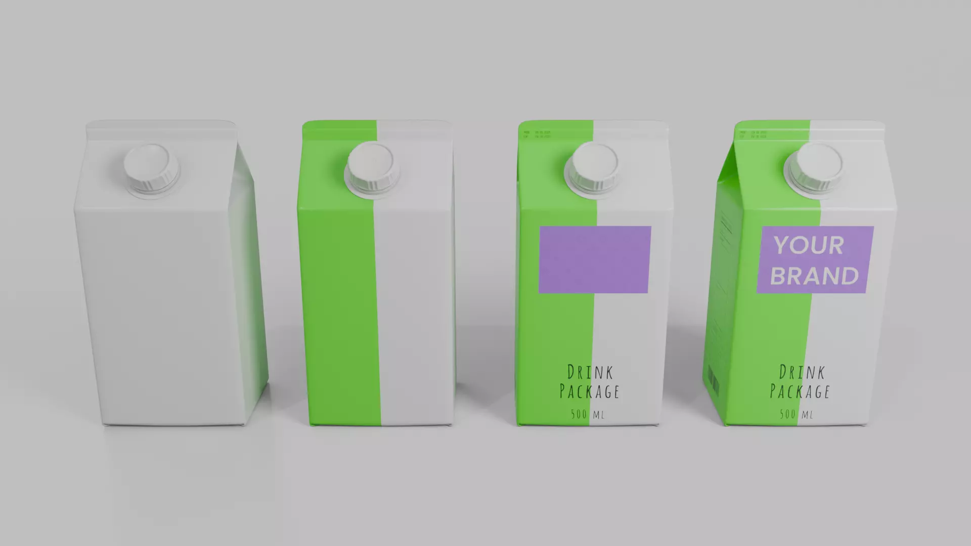 Beverage Carton Gable-Top Full Set - Customizable Pack 3D Model Collection_51