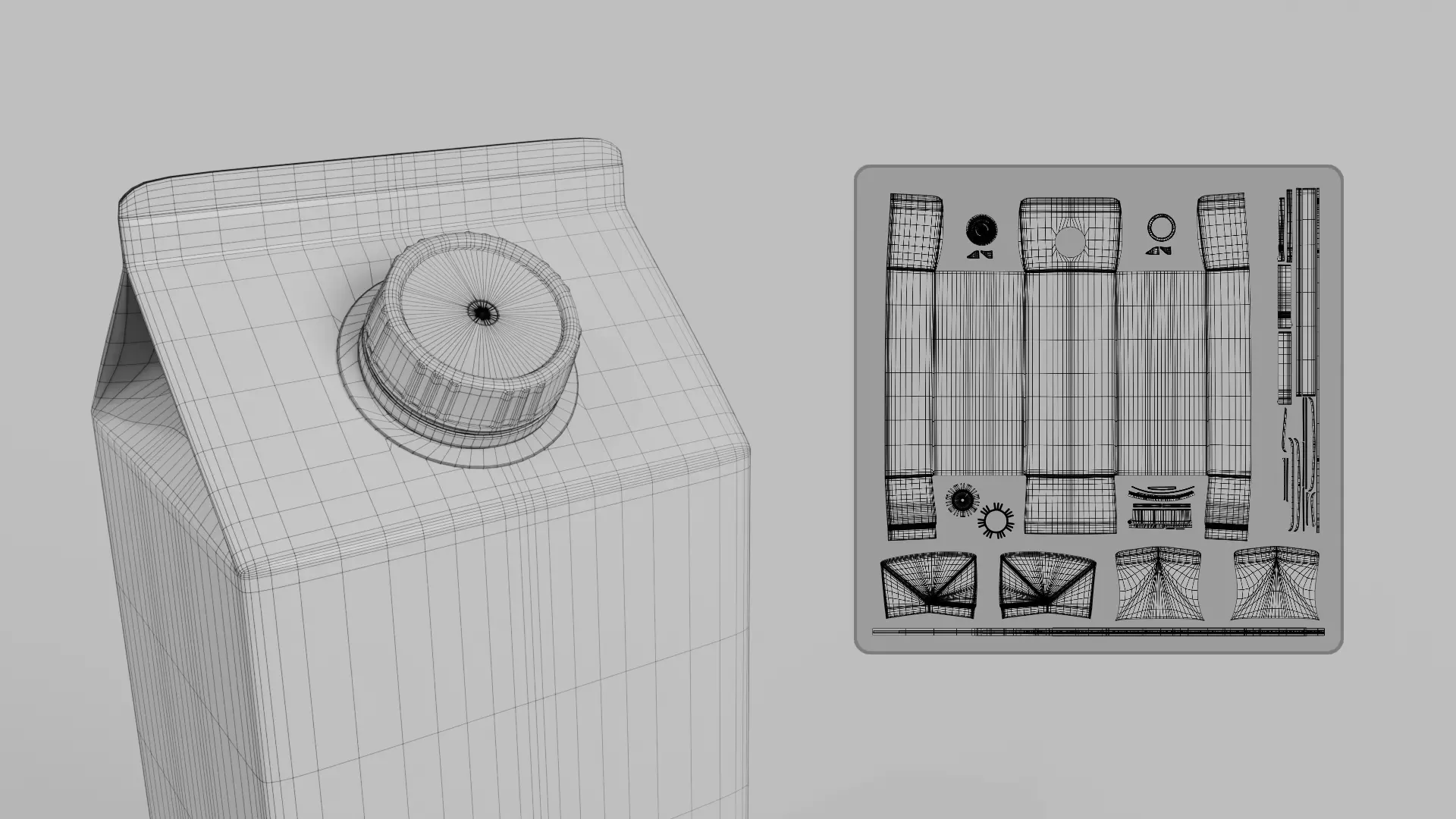 Beverage Carton Gable-Top Full Set - Customizable Pack 3D Model Collection_18