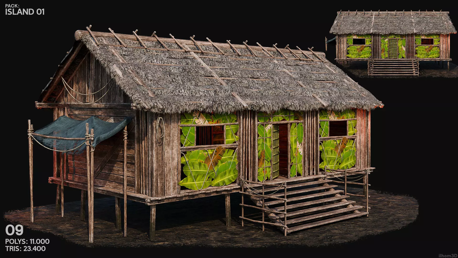 ISLAND 01 with INTERIORS 4K TEXTURES Low-poly 3D model_11