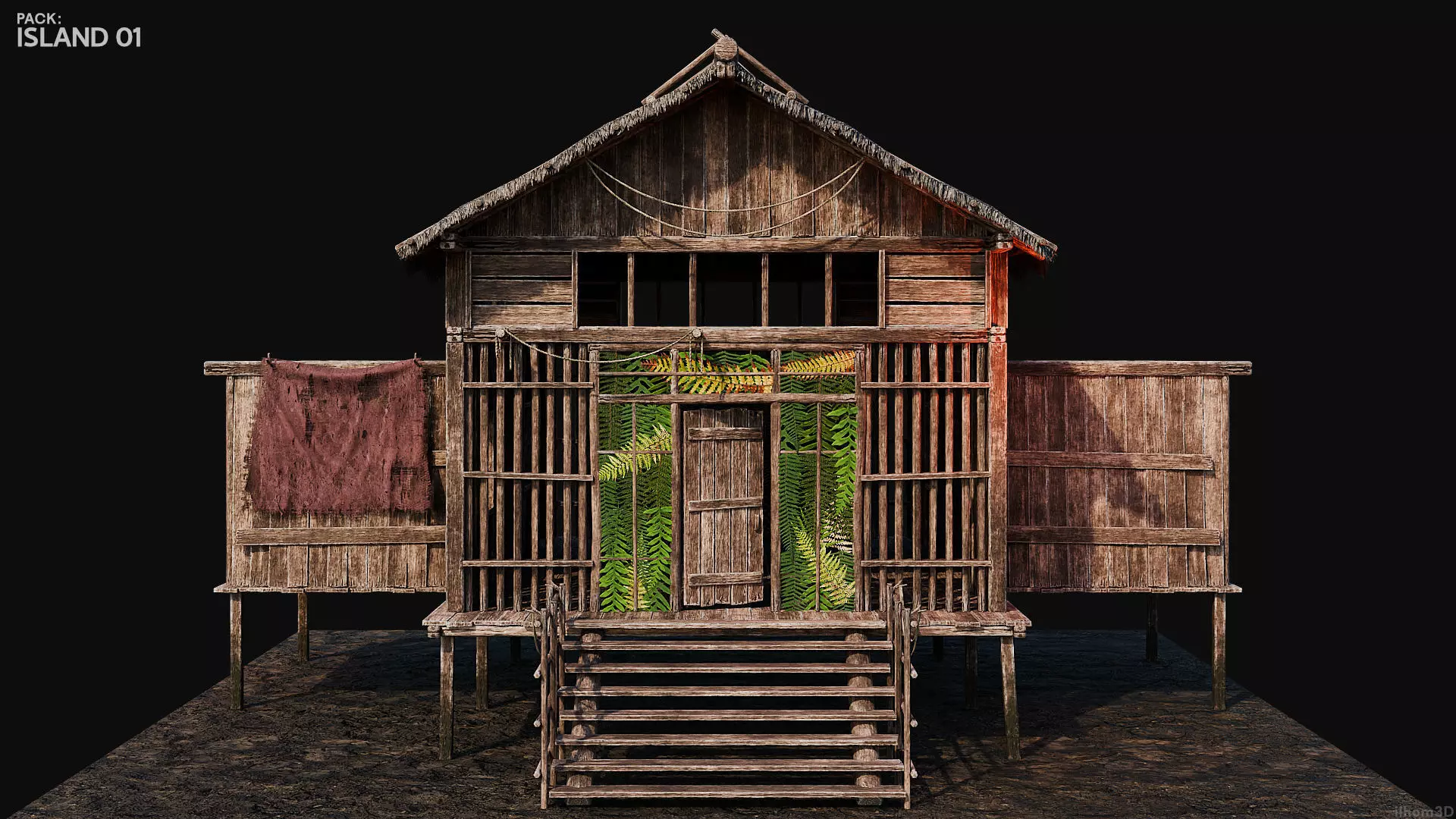 ISLAND 01 with INTERIORS 4K TEXTURES Low-poly 3D model_22