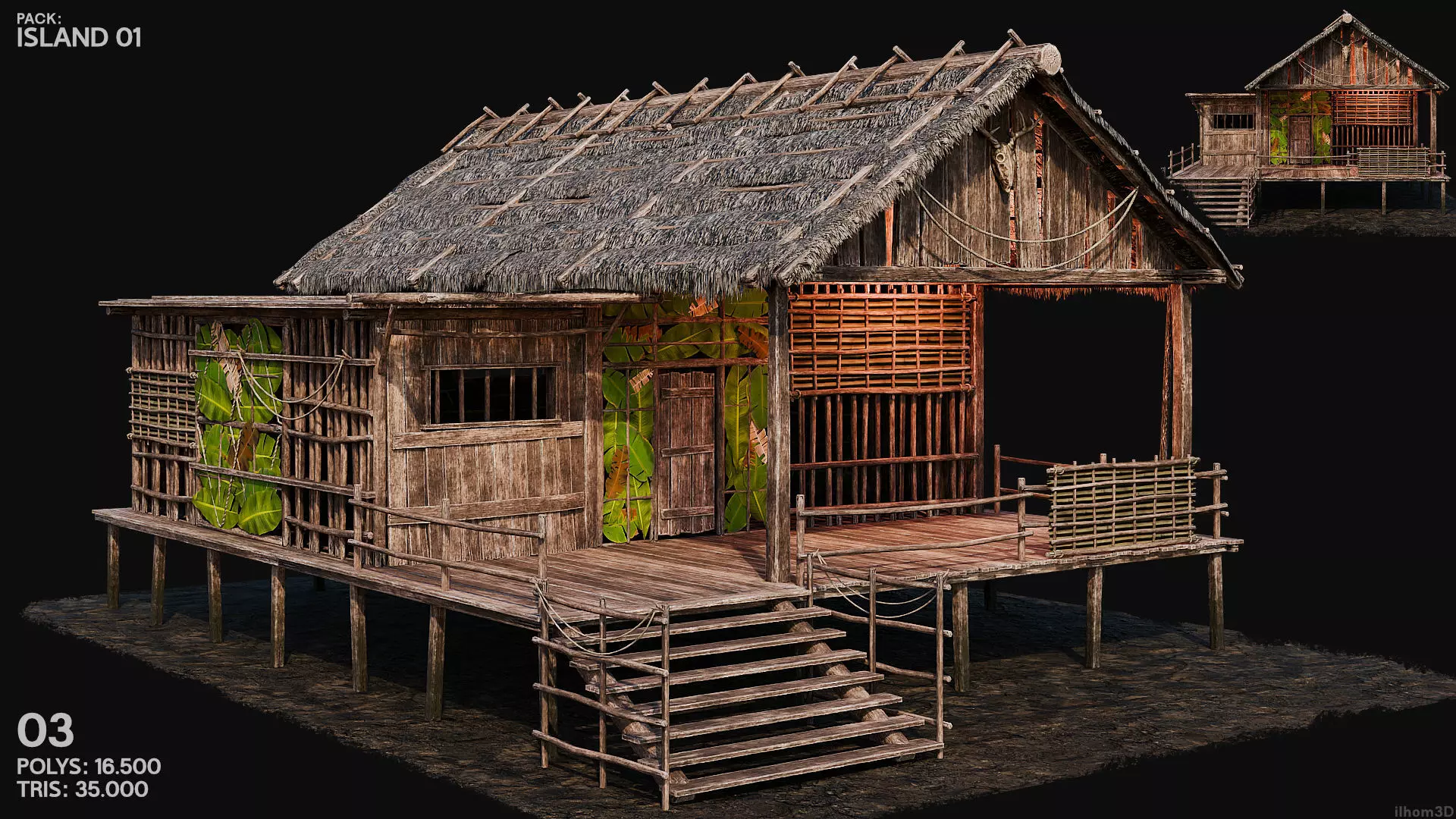 ISLAND 01 with INTERIORS 4K TEXTURES Low-poly 3D model_5