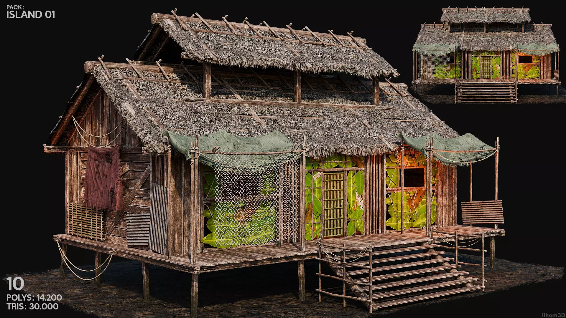 ISLAND 01 with INTERIORS 4K TEXTURES Low-poly 3D model_12