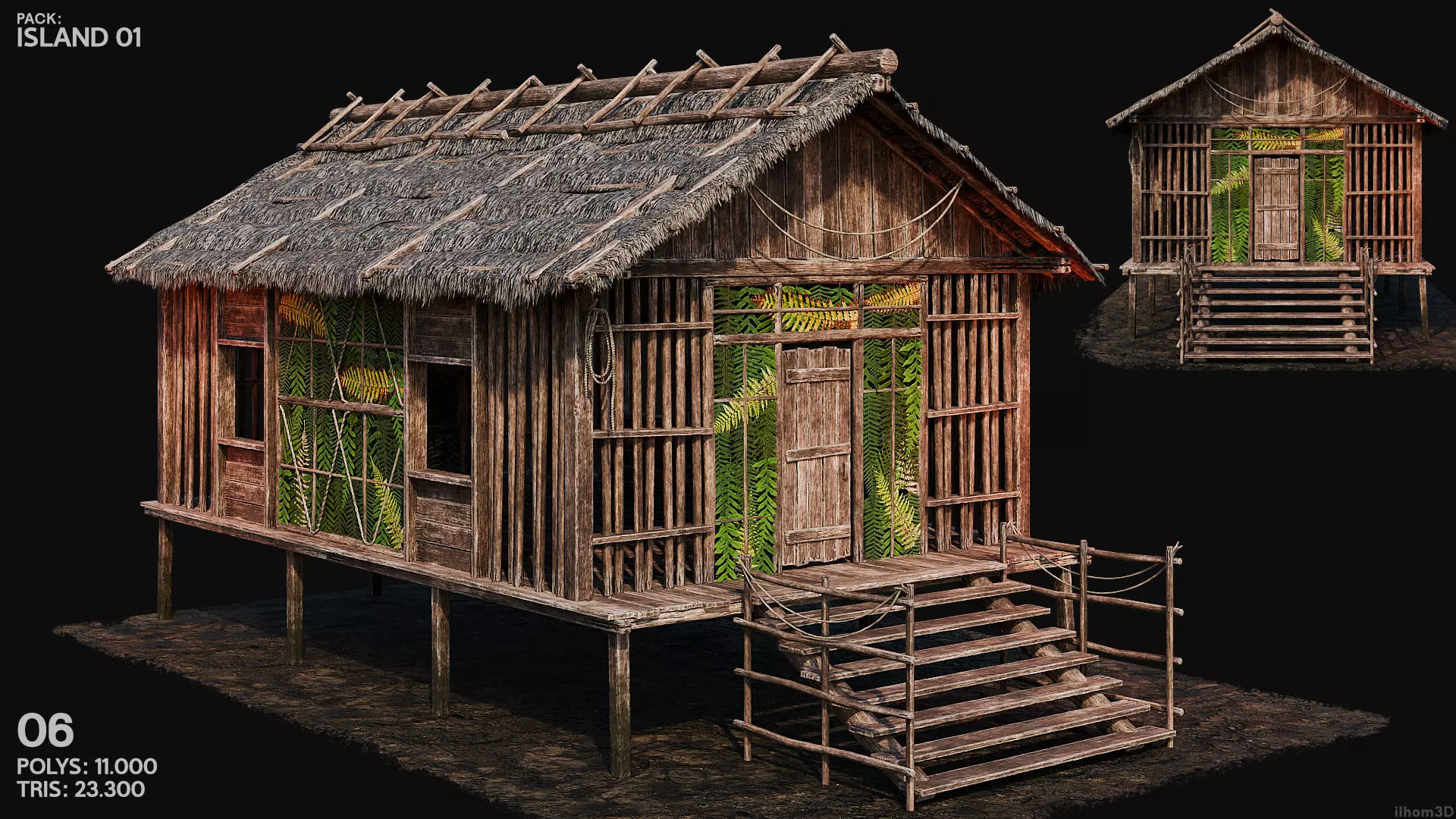 ISLAND 01 with INTERIORS 4K TEXTURES Low-poly 3D model_8