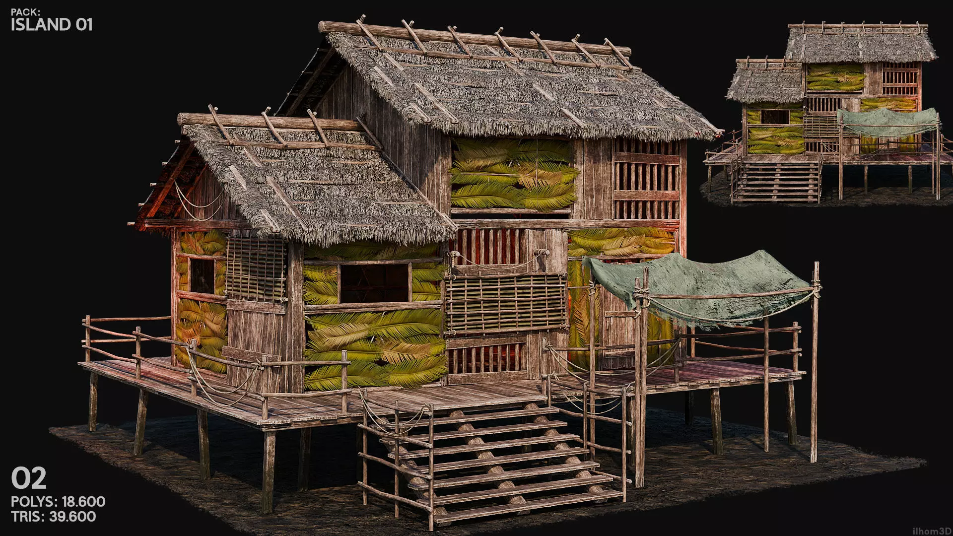 ISLAND 01 with INTERIORS 4K TEXTURES Low-poly 3D model_4