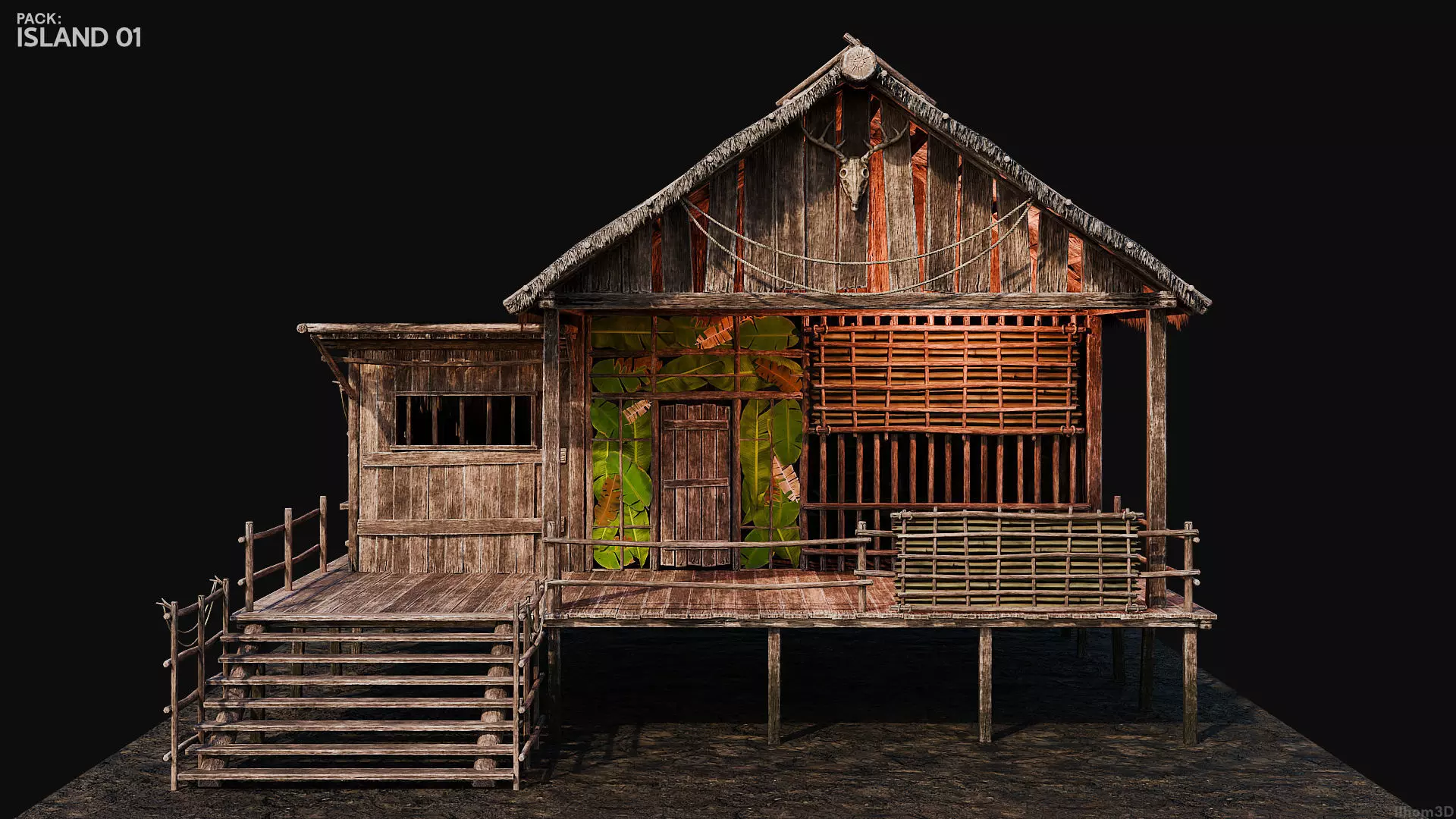 ISLAND 01 with INTERIORS 4K TEXTURES Low-poly 3D model_18