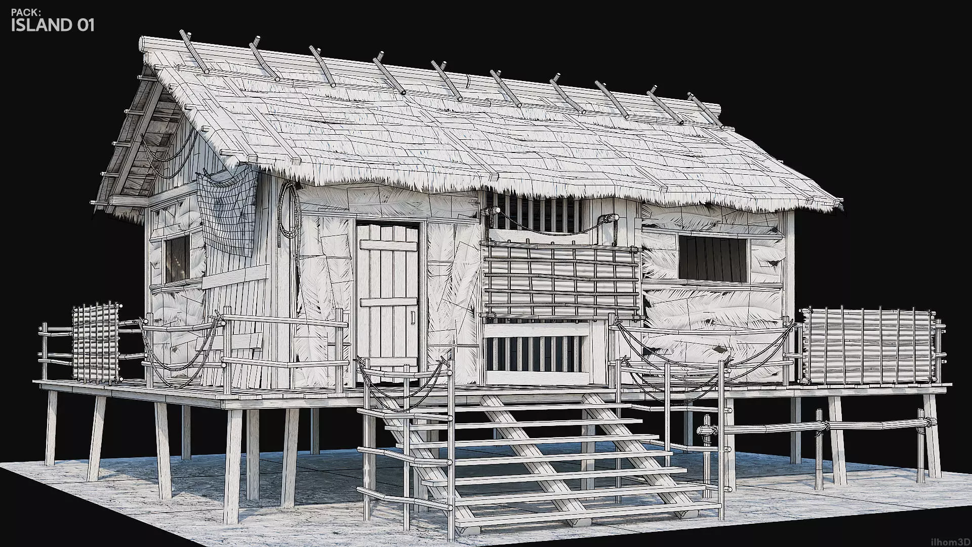 ISLAND 01 with INTERIORS 4K TEXTURES Low-poly 3D model_26