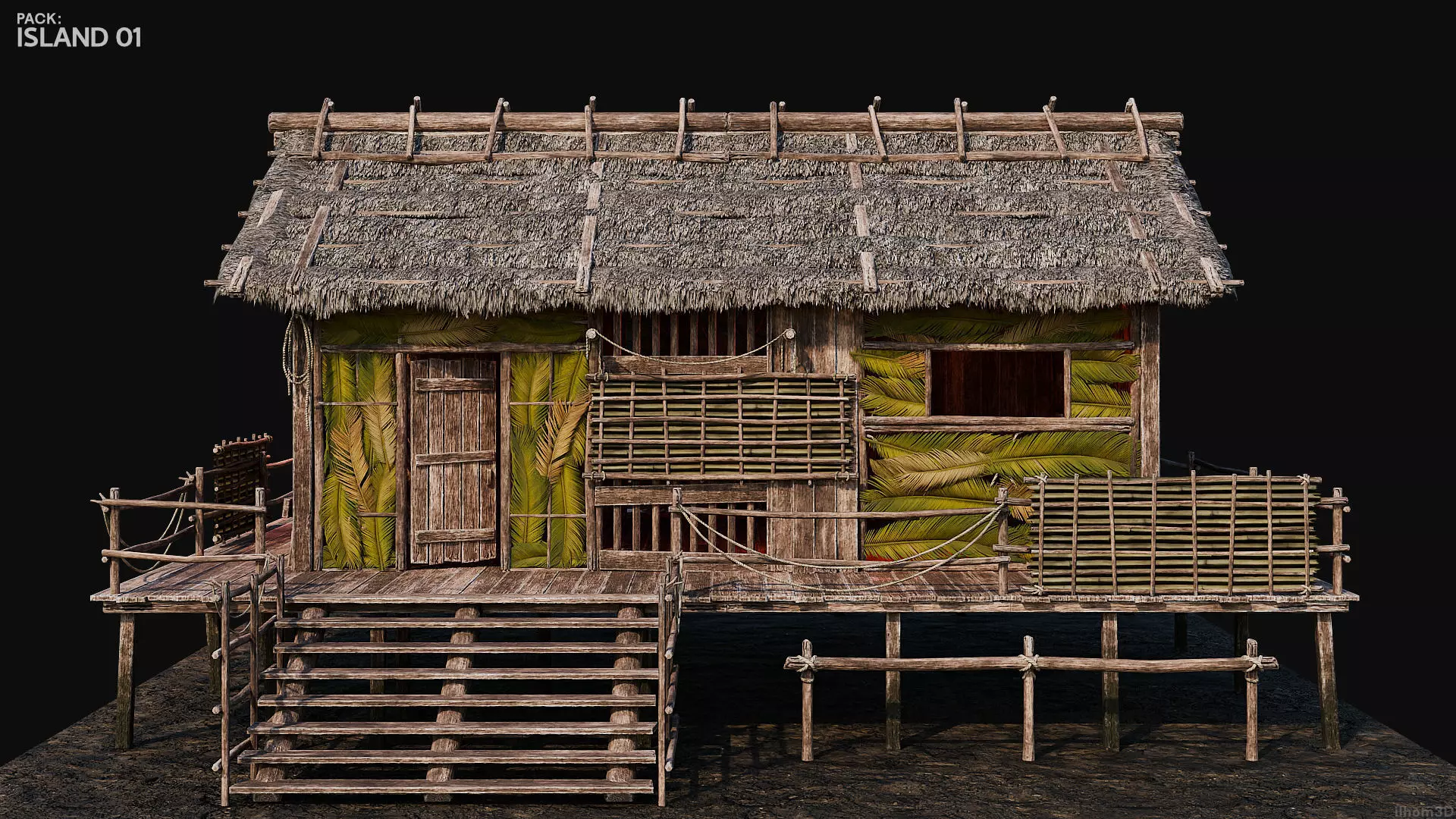 ISLAND 01 with INTERIORS 4K TEXTURES Low-poly 3D model_16